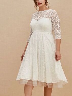Torrid Ivory Lace Tea-Length Wedding Dress 16 NWT